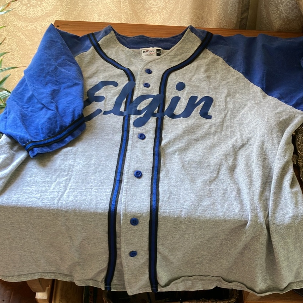 Heavy Cotton Baseball Jersey Button Down XXL Badger Sport Royal Blue 12 Elgin - Picture 6 of 10